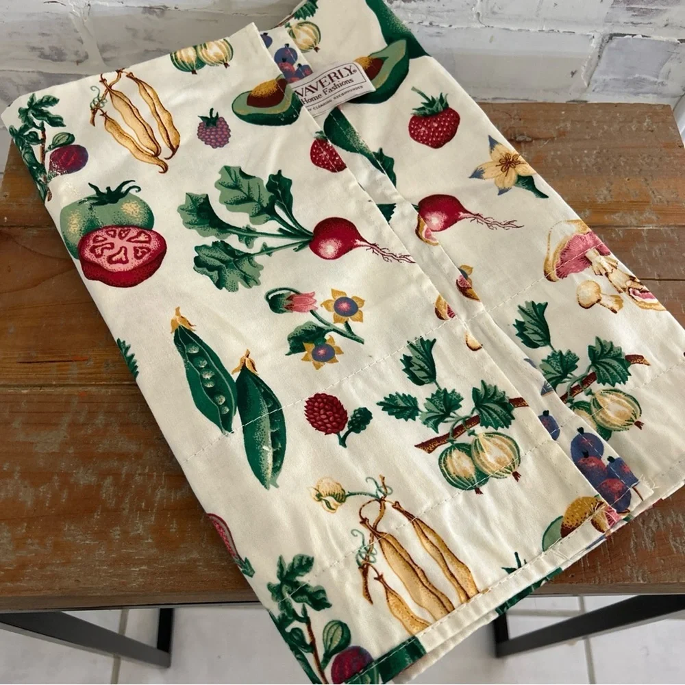 Waverly Valances Panel Vegetables 16”X 77" Vintage Cottage Core Off White - Picture 2 of 9